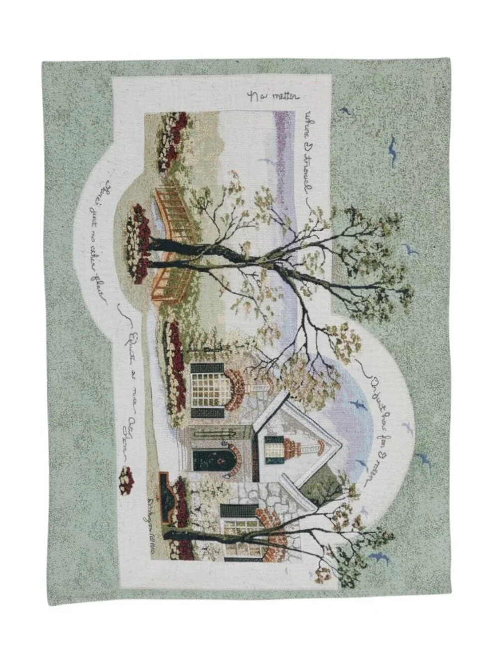 VTG Tapestry Wall Hanging Cottage Scene 1996 D. Morgan 28